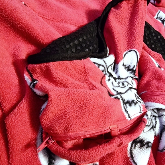 Kozies Fuschia Pink Ladues Footed Cat Fleece Onsie - Picture 9 of 13